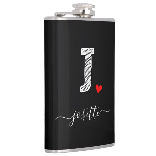 Retro Sketch Monogram Letter J, Flask Heupfles (Rechts)