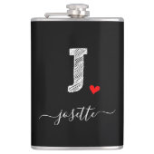 Retro Sketch Monogram Letter J, Flask Heupfles (Voorkant)