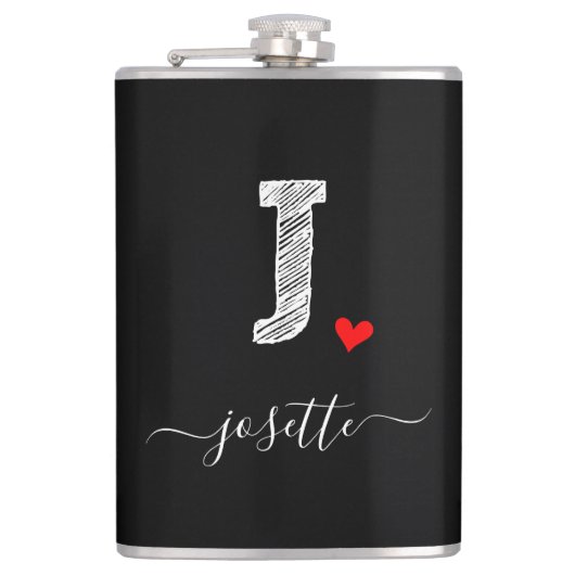 Retro Sketch Monogram Letter J, Flask Heupfles (Voorkant)