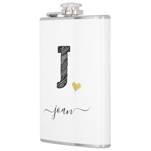 Retro Sketch Monogram Letter J, Flask Heupfles (Links)