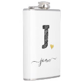 Retro Sketch Monogram Letter J, Flask Heupfles (Rechts)