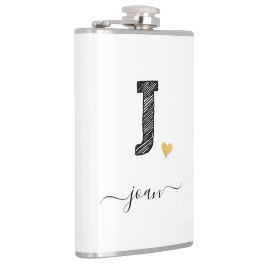 Retro Sketch Monogram Letter J, Flask Heupfles (Rechts)