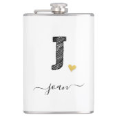 Retro Sketch Monogram Letter J, Flask Heupfles (Voorkant)
