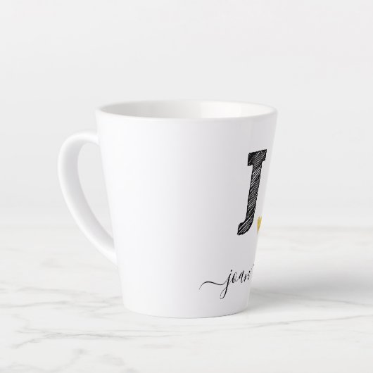 Retro Sketch Monogram Letter J, Latte Mok (Linkerhoek)