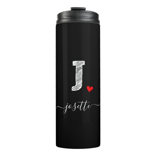 Retro Sketch Monogram Letter J, Thermal Tumbler Thermosbeker (Voorkant)