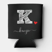 Retro Sketch Monogram Letter K, Koelbox Blikjeskoeler (Voorkant)