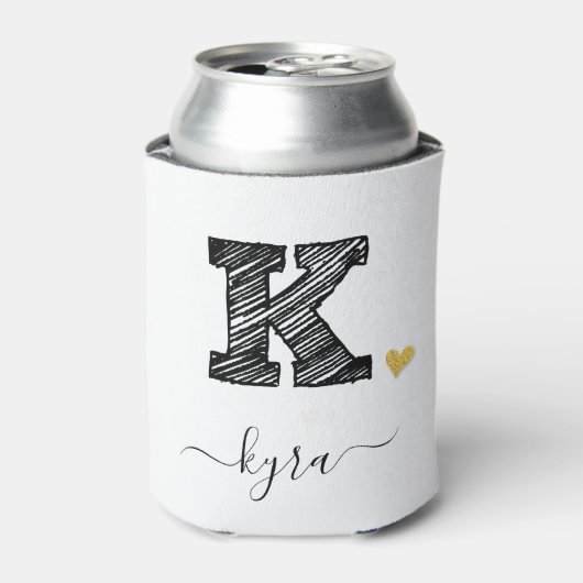 Retro Sketch Monogram Letter K, Koelbox Blikjeskoeler (Blikje Voorkant)