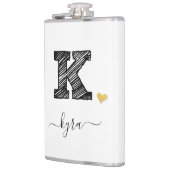 Retro Sketch Monogram Letter K, Kolf Heupfles (Links)