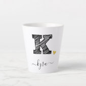 Retro Sketch Monogram Letter K, Latte Mok (Voorkant)