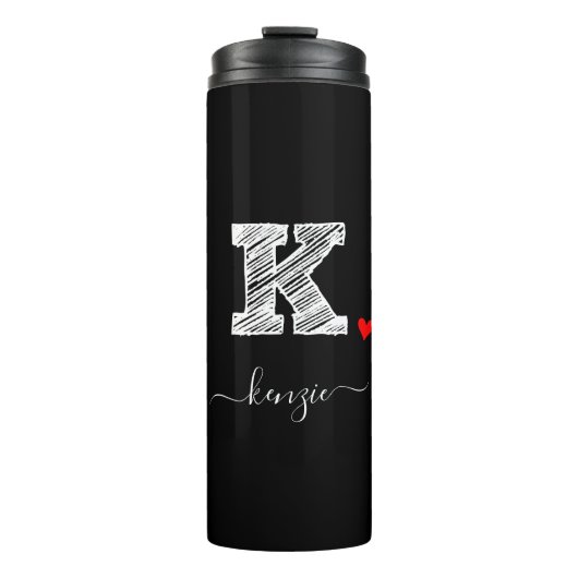Retro Sketch Monogram Letter K, Thermal Tumbler Thermosbeker (Voorkant)