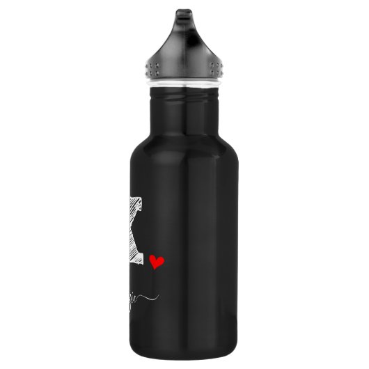 Retro Sketch Monogram Letter K, Waterflesje Waterfles (Rechts)