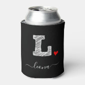 Retro Sketch Monogram Letter L, Koelbox Blikjeskoeler (Blikje Voorkant)
