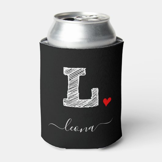 Retro Sketch Monogram Letter L, Koelbox Blikjeskoeler (Blikje Voorkant)