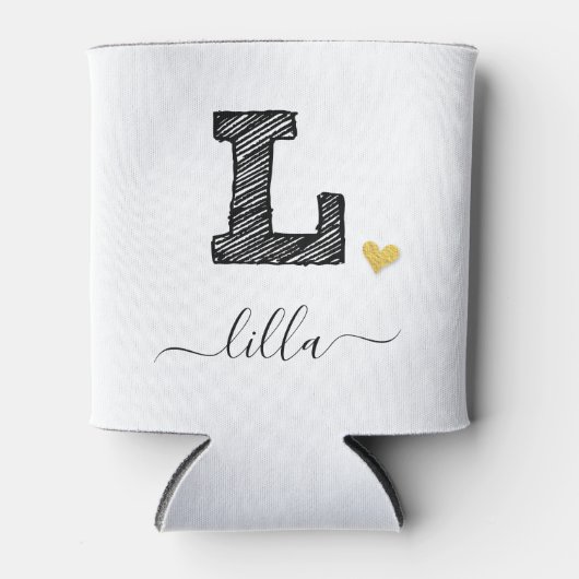 Retro Sketch Monogram Letter L, Koelbox Blikjeskoeler (Voorkant)