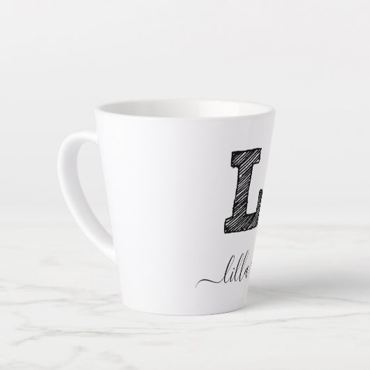 Retro Sketch Monogram Letter L, Latte Mok (Linkerhoek)