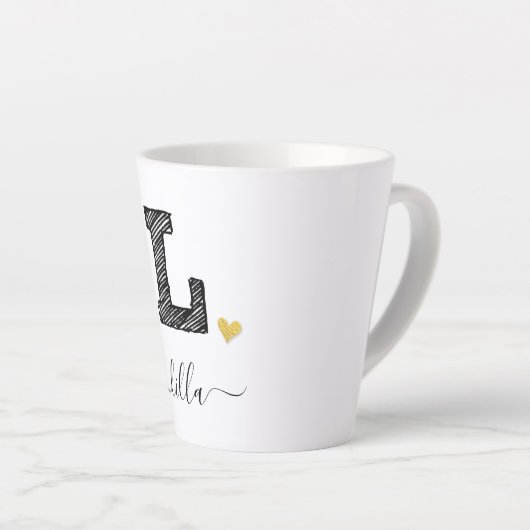 Retro Sketch Monogram Letter L, Latte Mok (Rechterhoek)