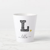 Retro Sketch Monogram Letter L, Latte Mok (Voorkant)