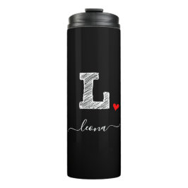 Retro Sketch Monogram Letter L, Thermal Tumbler Thermosbeker