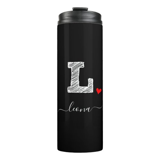 Retro Sketch Monogram Letter L, Thermal Tumbler Thermosbeker (Voorkant)