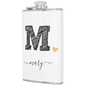 Retro Sketch Monogram Letter M, fles Heupfles (Links)