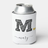 Retro Sketch Monogram Letter M, Koelbox Blikjeskoeler (Blikje Voorkant)