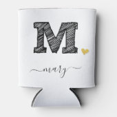 Retro Sketch Monogram Letter M, Koelbox Blikjeskoeler (Voorkant)