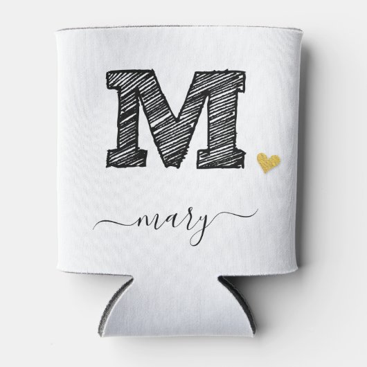 Retro Sketch Monogram Letter M, Koelbox Blikjeskoeler (Voorkant)