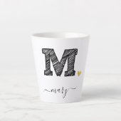Retro Sketch Monogram Letter M, Latte Mok (Voorkant)