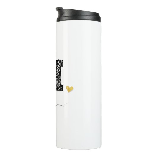 Retro Sketch Monogram Letter M, Thermal Tumbler Thermosbeker (Geroteerd rechts)