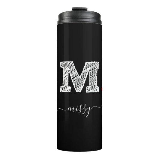 Retro Sketch Monogram Letter M, Thermal Tumbler Thermosbeker (Voorkant)