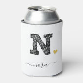 Retro Sketch Monogram Letter N, Koelbox Blikjeskoeler (Blikje Voorkant)