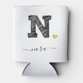 Retro Sketch Monogram Letter N, Koelbox Blikjeskoeler (Voorkant)