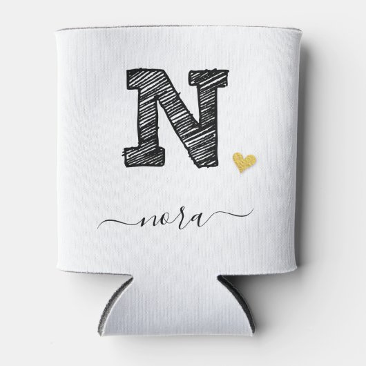 Retro Sketch Monogram Letter N, Koelbox Blikjeskoeler (Voorkant)