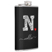 Retro Sketch Monogram Letter N, Kolf Heupfles (Rechts)