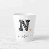 Retro Sketch Monogram Letter N, Latte Mok (Voorkant)