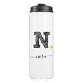 Retro Sketch Monogram Letter N, Thermal Tumbler Thermosbeker (Voorkant)