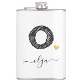Retro Sketch Monogram Letter O, kolf Heupfles (Voorkant)