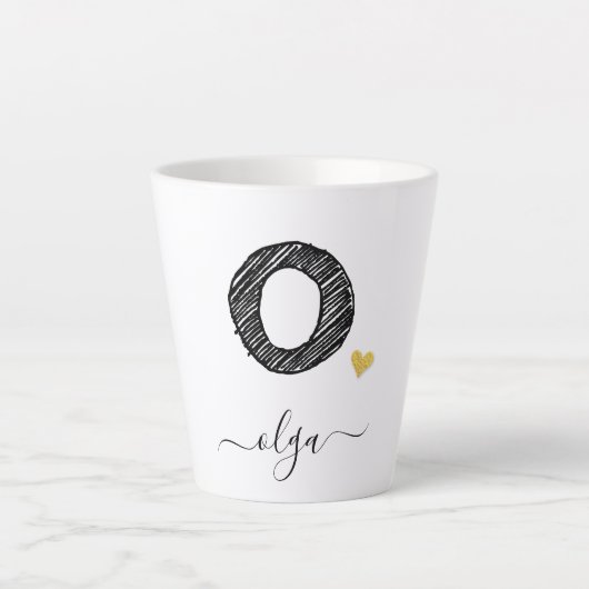 Retro Sketch Monogram Letter O, Latte Mok (Voorkant)