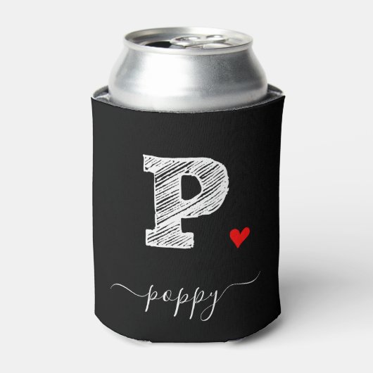 Retro Sketch Monogram Letter P, Koelbox Blikjeskoeler (Blikje Voorkant)