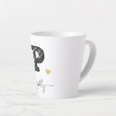 Retro Sketch Monogram Letter P, Latte Mok (Rechterhoek)
