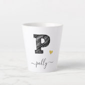 Retro Sketch Monogram Letter P, Latte Mok (Voorkant)