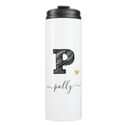 Retro Sketch Monogram Letter P, Thermal Tumbler Thermosbeker (Voorkant)