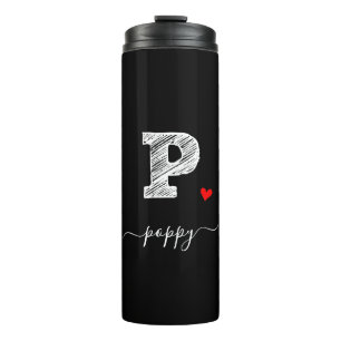 Retro Sketch Monogram Letter P, Thermal Tumbler Thermosbeker