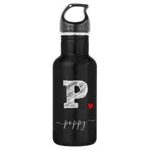 Retro Sketch Monogram Letter P, Waterflesje Waterfles