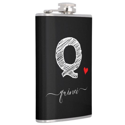 Retro Sketch Monogram Letter Q, Kolf Heupfles (Rechts)