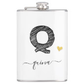Retro Sketch Monogram Letter Q, Kolf Heupfles (Voorkant)
