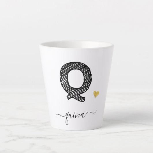 Retro Sketch Monogram Letter Q, Latte Mok (Voorkant)