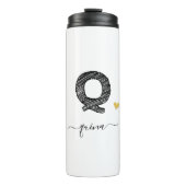 Retro Sketch Monogram Letter Q, Thermal Tumbler Thermosbeker (Voorkant)