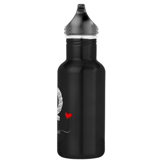 Retro Sketch Monogram Letter Q, Waterflesje Waterfles (Rechts)