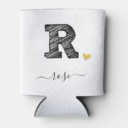 Retro Sketch Monogram Letter R, Koelbox Blikjeskoeler (Voorkant)